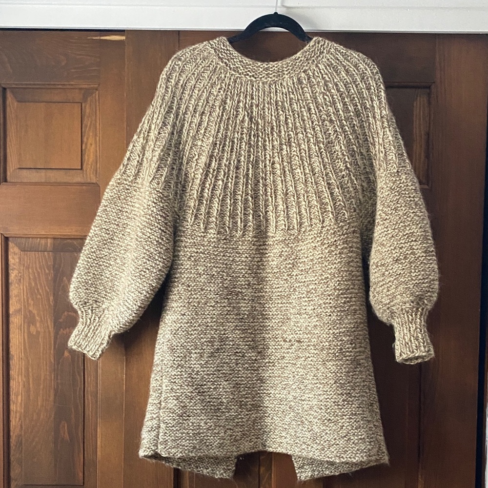 Vintage hand knit wool blend heavy open front sweater cardigan - Picture 5 of 13
